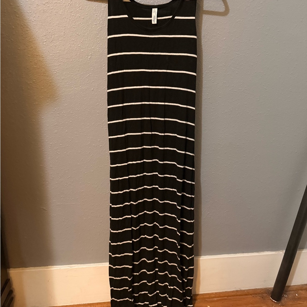Black and White Striped Maxi Dress